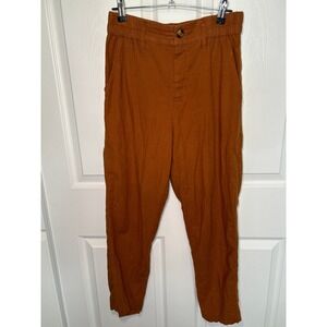 American Eagle Linen Blend High Waisted Cropped Pants Rust‎ Orange Size Small